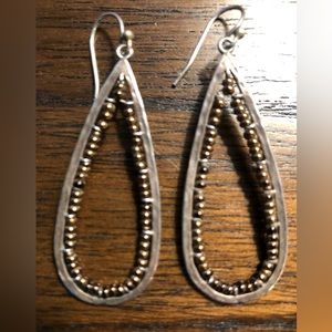Classic/vintage Silpada Sterling silver drop earrings with gold beading